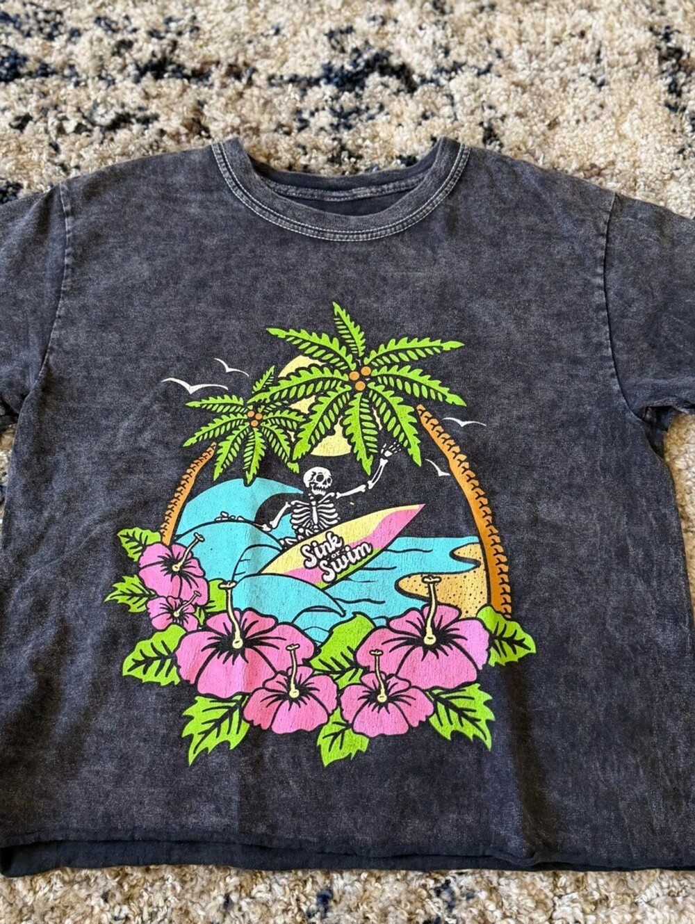 Fifth Sun Sink or Swim Skeleton Tee Shirt S